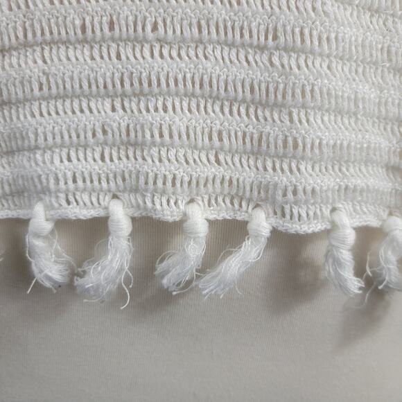 Calypso St. Barths Open Weave Linen Sweater Off White Fringe Xs - Picture 9 of 9